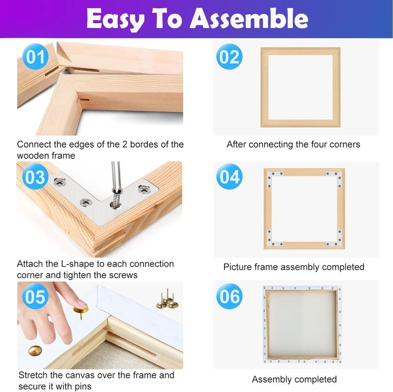EVNEED 2 Pack DIY Canvas Stretcher Bars 20x20 Inch Canvas Frame,Sturdy Stretcher Frames for Oil Paintings,Prints,Paint by Numbers & Posters(Need Extra Size to wrap Around The Frame) - Image 4